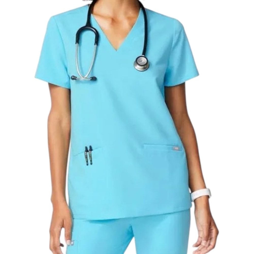Figs Neon Blue Casma Scrub Top